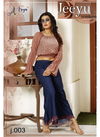Beige Colour Jeeyu Western Exclusive Stylish Faux Georgette Two Piece Top And Pant 003